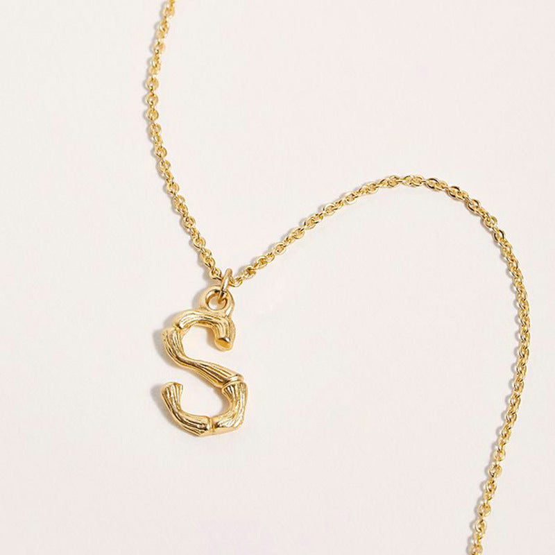 Wholesale 26 Letters Pendant Stainless Steel Gold Plated Necklaces